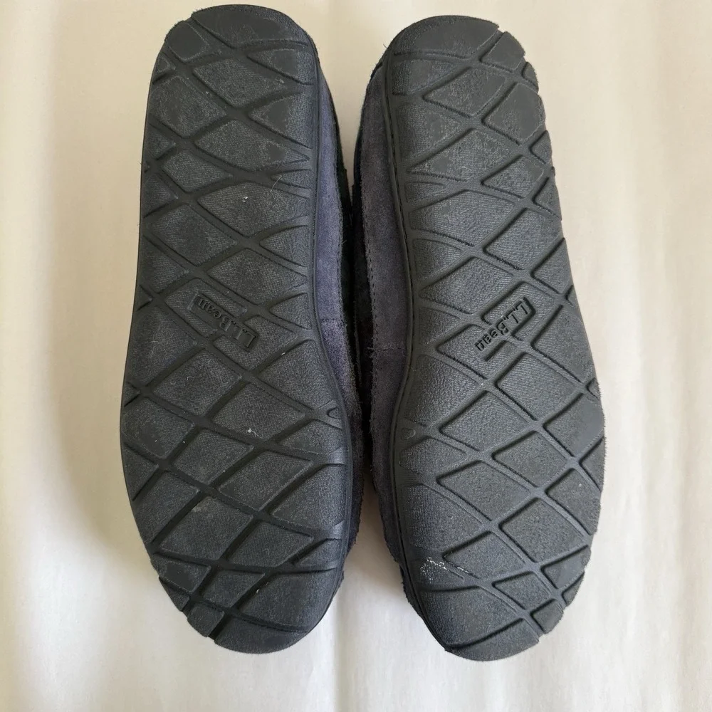 L.L. Bean Wicked Good Plaid Flannel Moccasin‎ Slippers Mens Size 9M Green Blue
